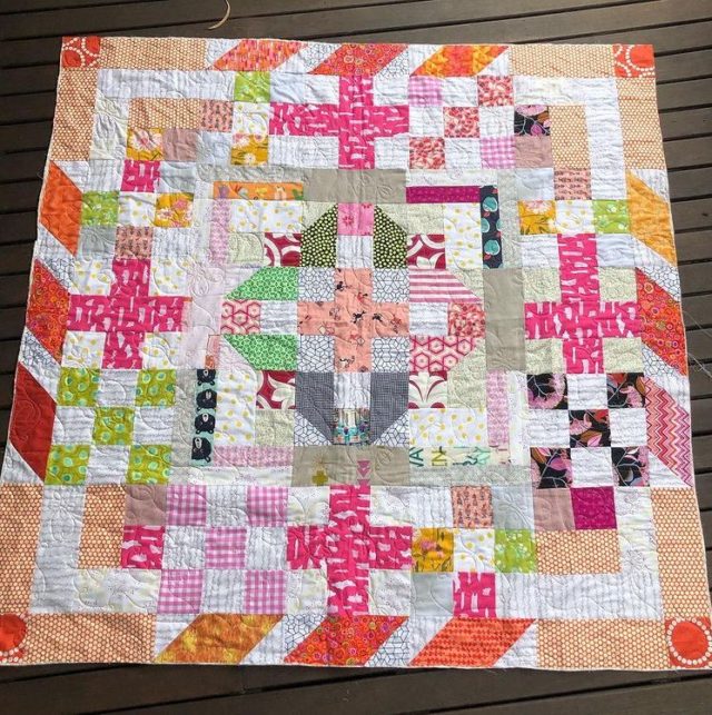 Orange and pink quilt