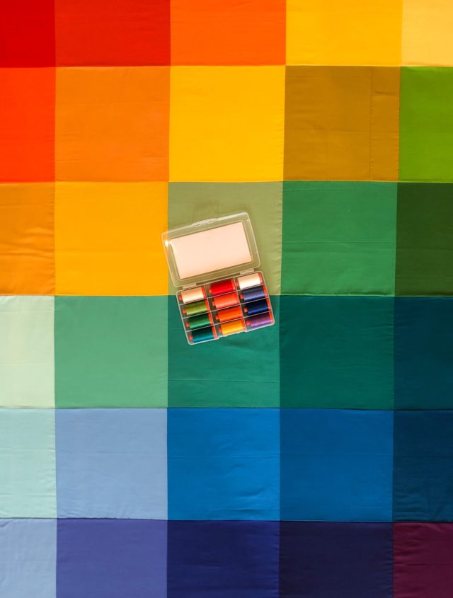 Rainbow quilt and Aurifil thread