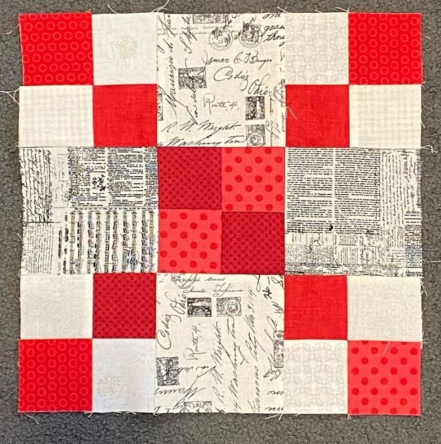 Scrappy Irish Chain quilt block