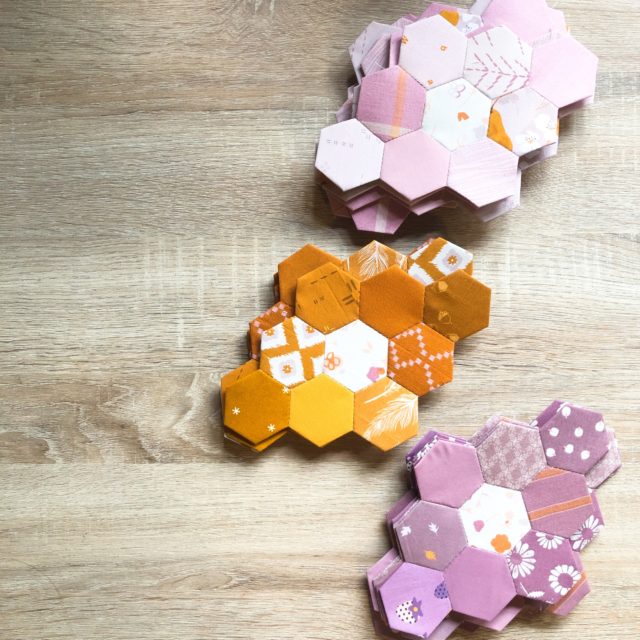 Scrappy hexagon quilt blocks