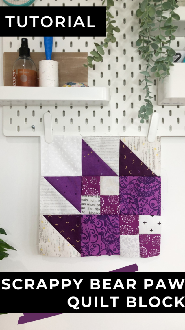 Scrappy bear paw quilt block tutorial