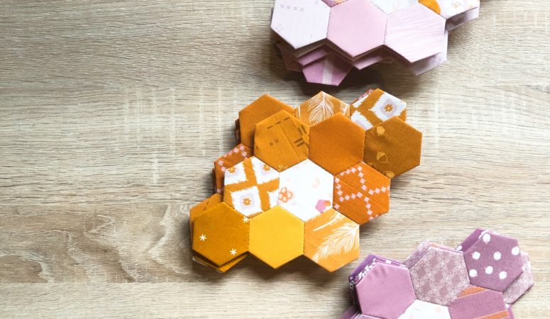 Scrappy hexagon quilt blocks